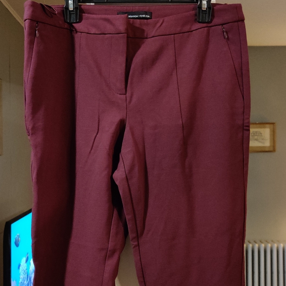 Amanda & Chelsea maroon slim fit ankle pant sz 14
